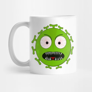 Angry green virus with fierce eyes Mug